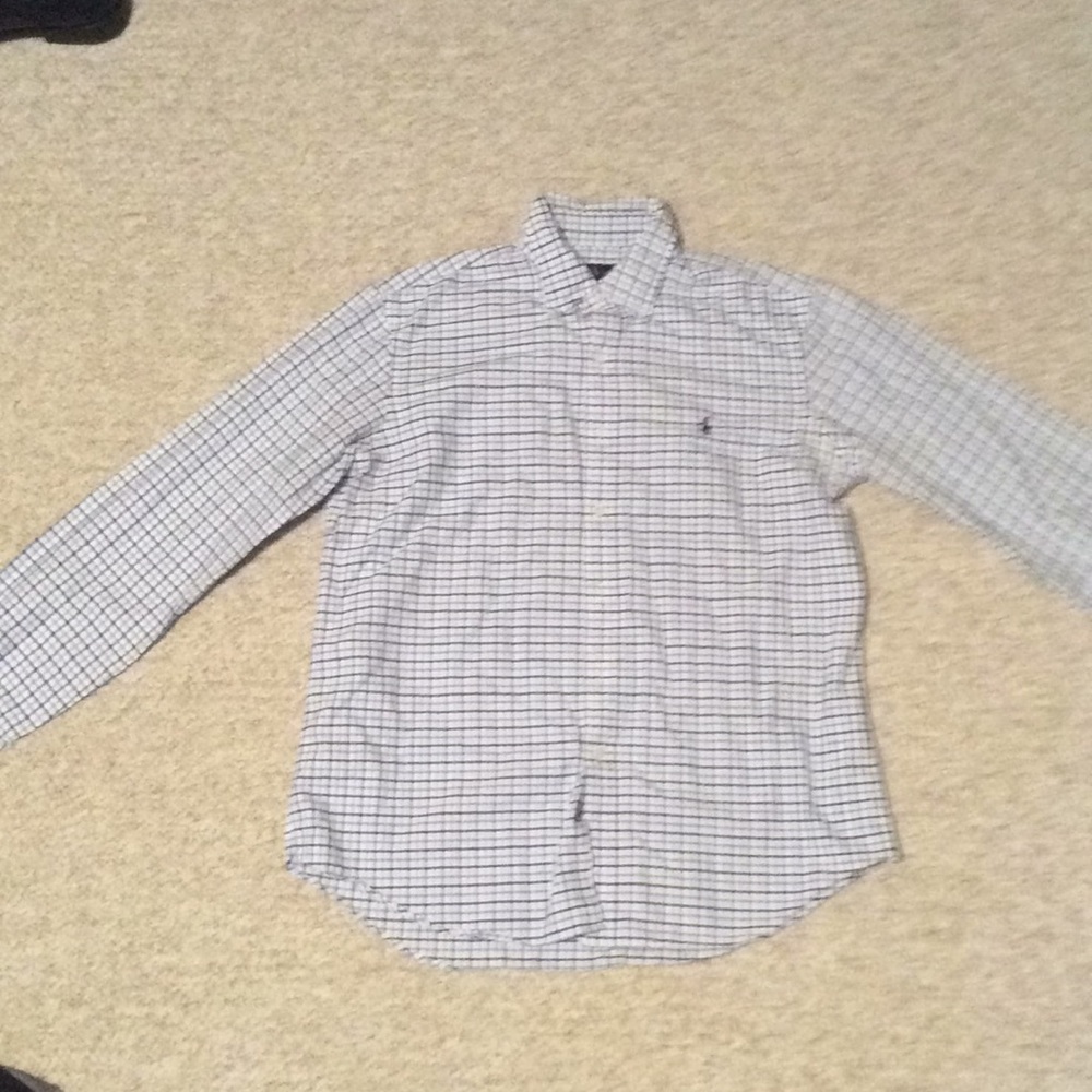 White Striped Button Down Polo